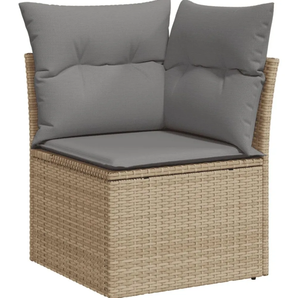 vidaXL Juego de sofás de jardín con cojines beige 8 pzas ratán PE beige y gris claro