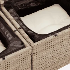 vidaXL Muebles De Jardín-Juego de sofás de jardín con cojines beige 8 pzas ratán PE