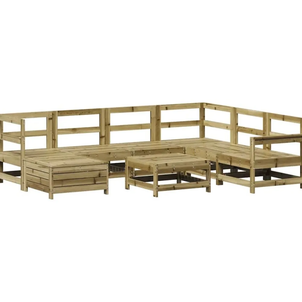 vidaXL Muebles De Jardín-Juego de sofás de jardín 8 pzas madera de pino impregnada