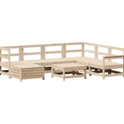 vidaXL Juego de sofás de jardín 8 pzas madera maciza de pino Outlet