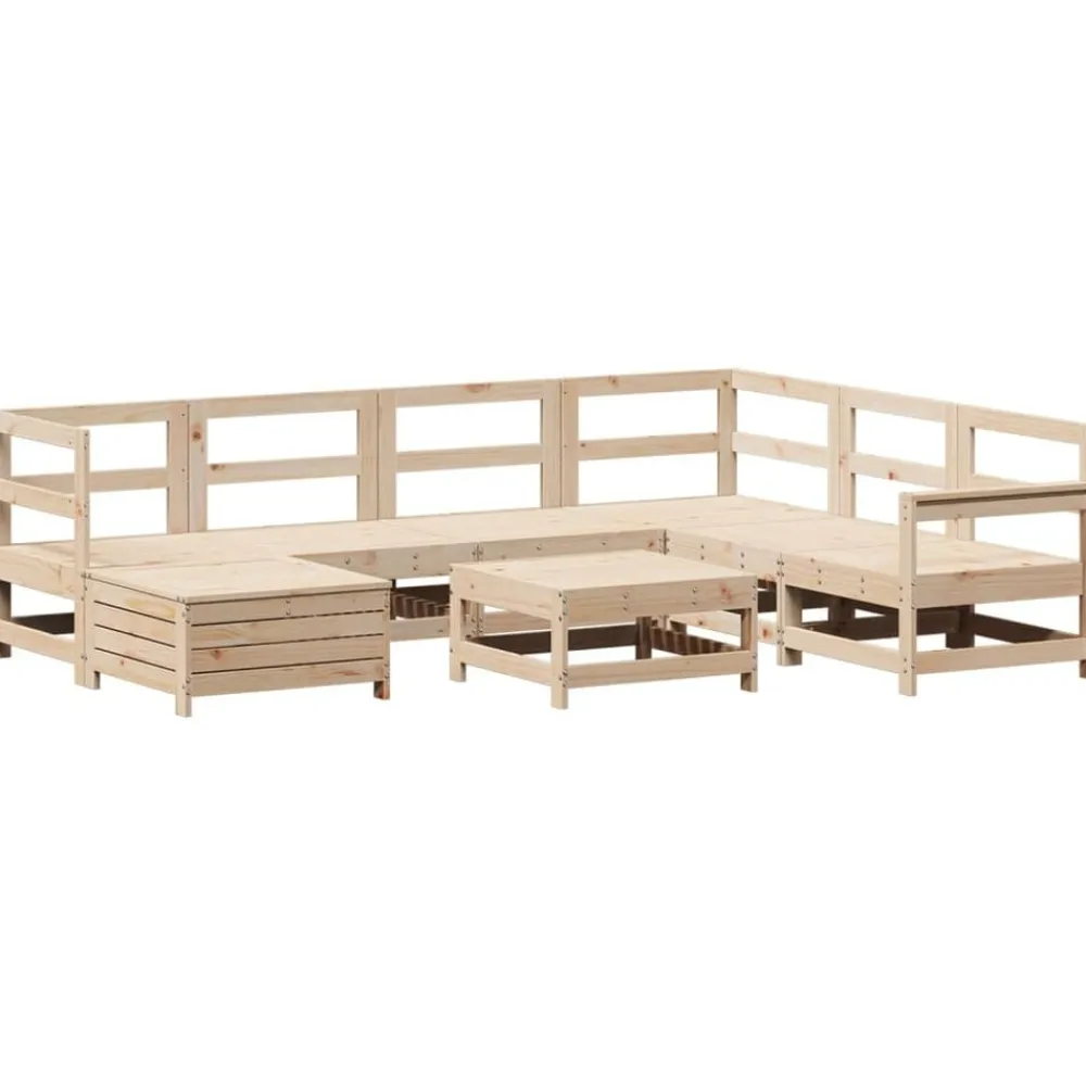 vidaXL Juego de sofás de jardín 8 pzas madera maciza de pino Outlet