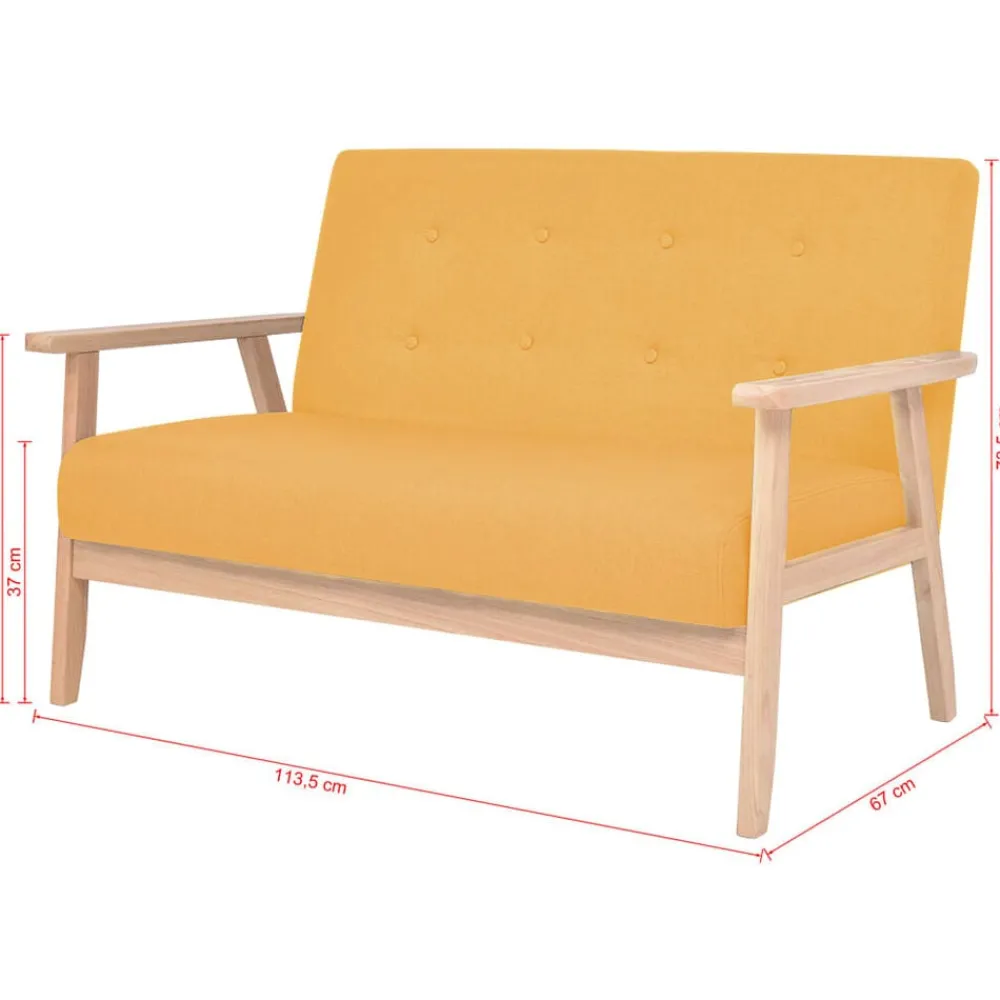 vidaXL Juego de sofás de tela de 3 piezas color Amarillo New