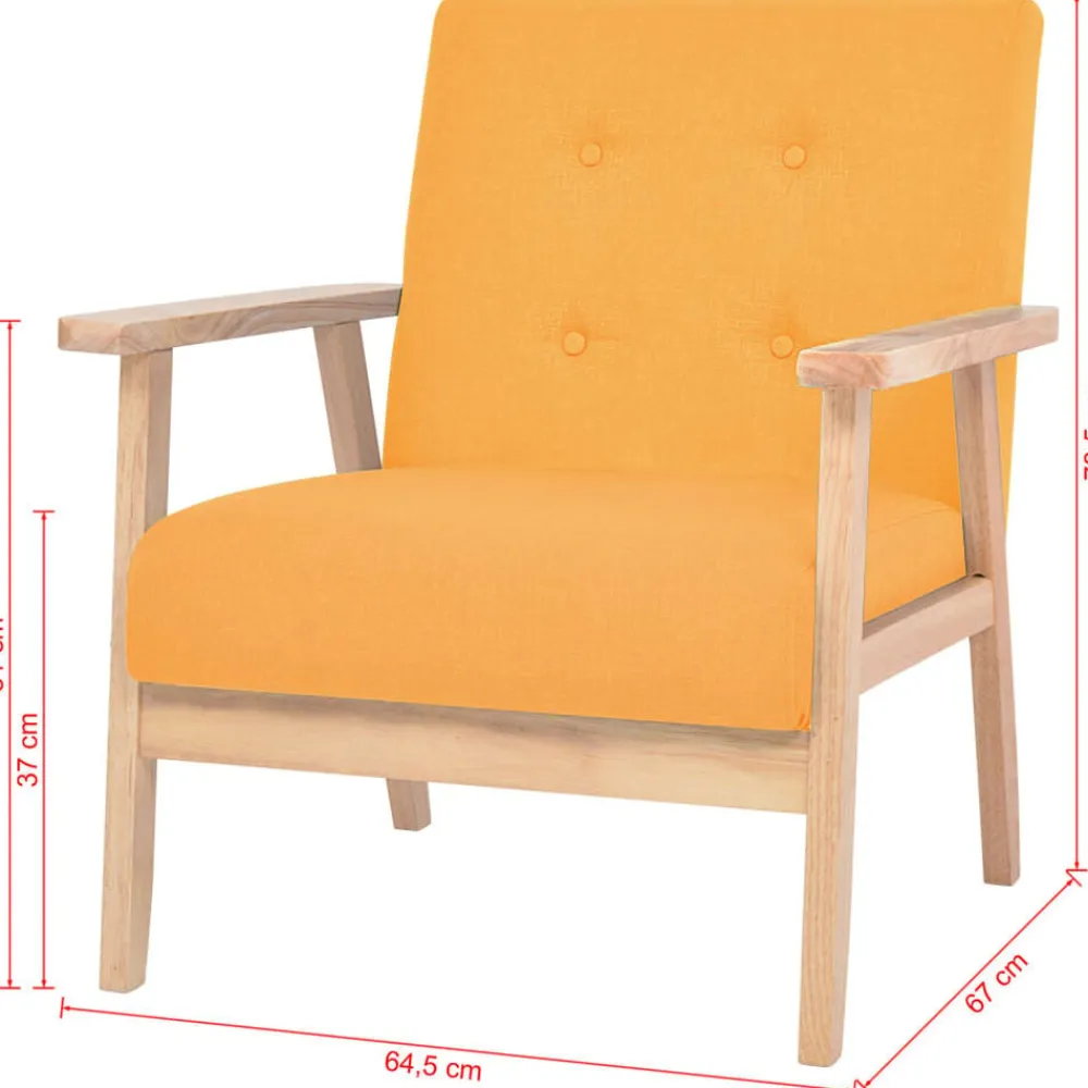 vidaXL Juego de sofás de tela de 3 piezas color Amarillo New
