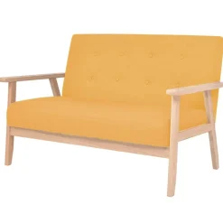 vidaXL Juego de sofás de tela de 3 piezas color Amarillo New