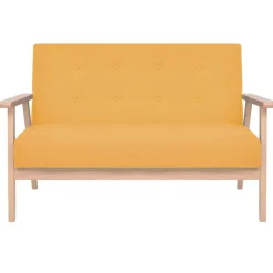 vidaXL Juego de sofás de tela de 3 piezas color Amarillo New