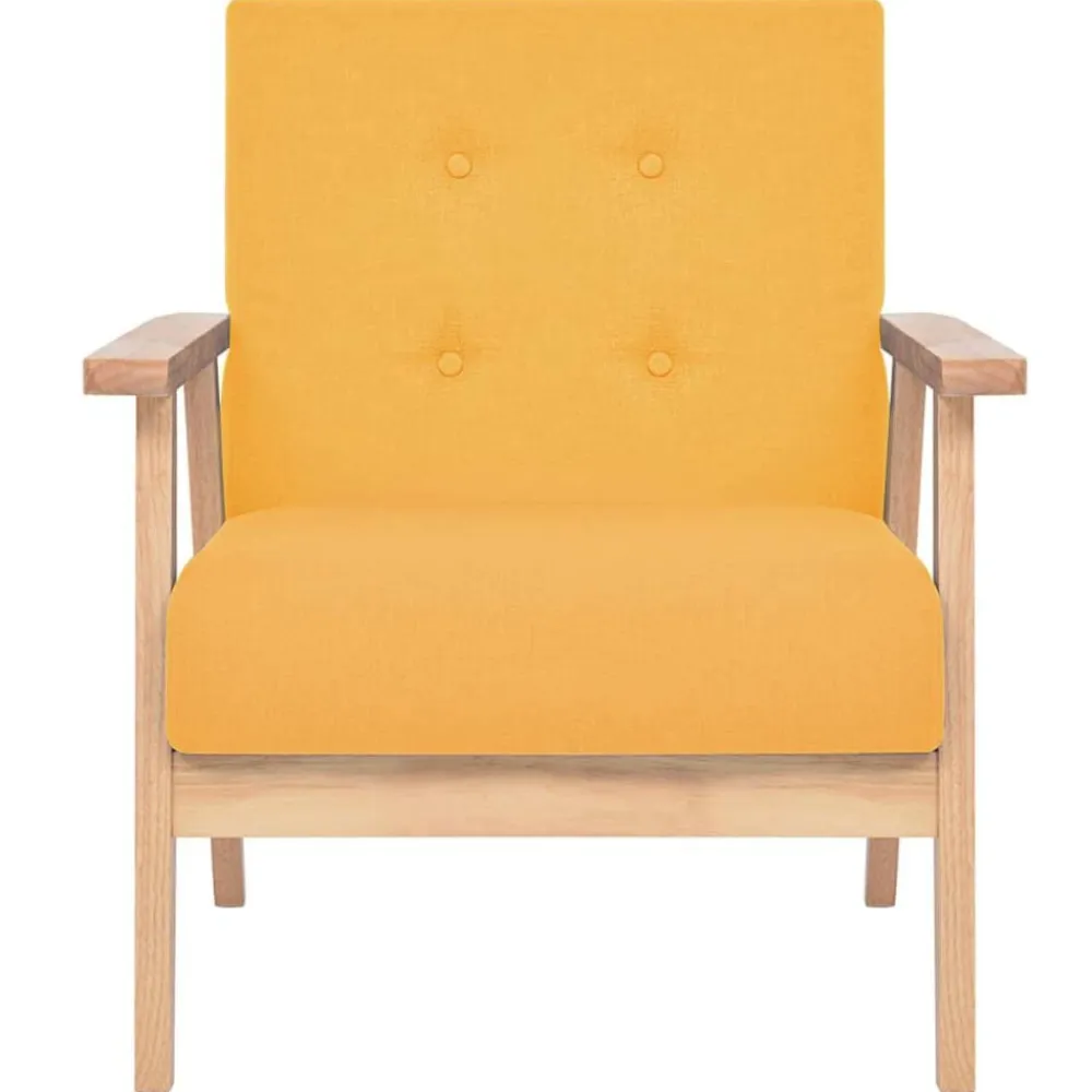 vidaXL Juego de sofás de tela de 3 piezas color Amarillo New