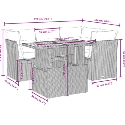 vidaXL Muebles De Jardín-Juego de sofás jardín con cojines 5 pzas ratán sintético beige