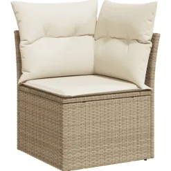 vidaXL Muebles De Jardín-Juego de sofás jardín con cojines 5 pzas ratán sintético beige