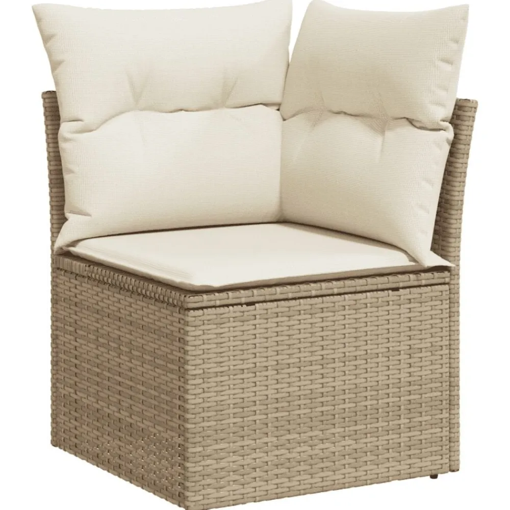vidaXL Muebles De Jardín-Juego de sofás jardín con cojines 5 pzas ratán sintético beige