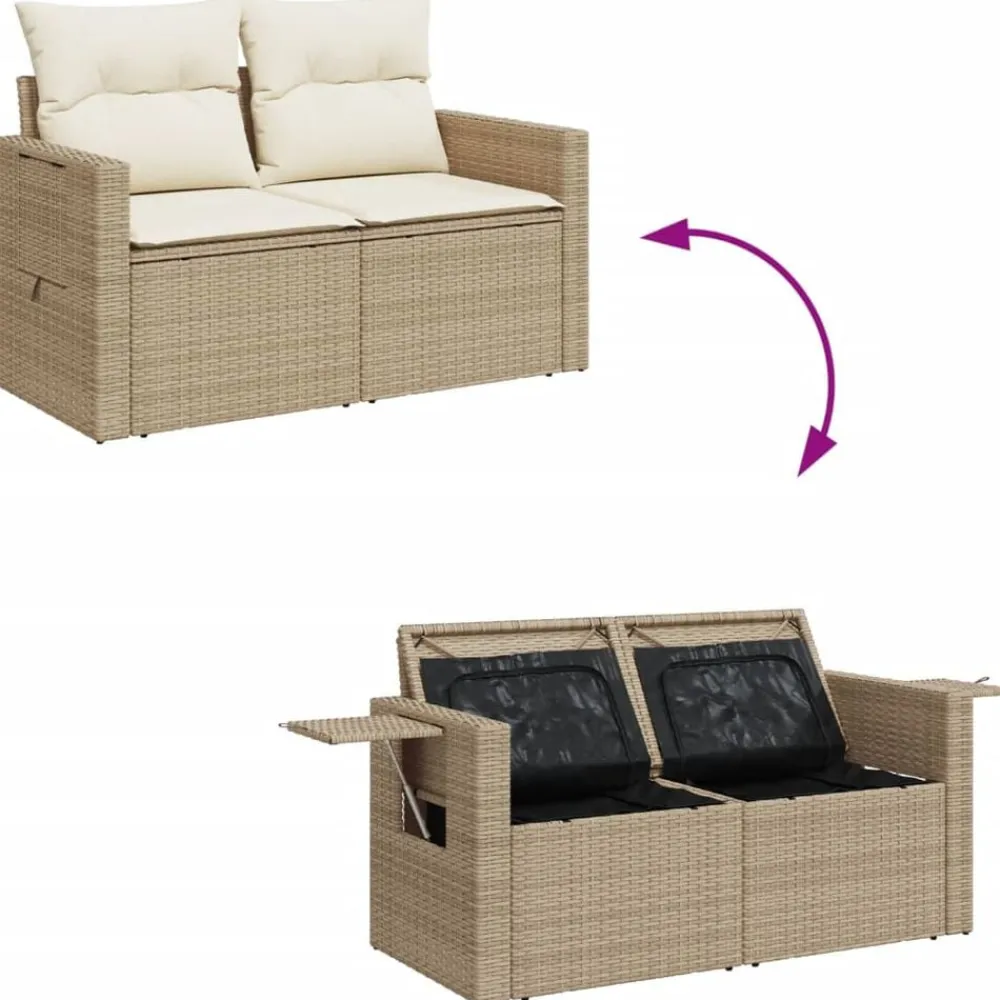 vidaXL Juego de sofás jardín con cojines beige 10 pzas ratán sintético beige y crema Best