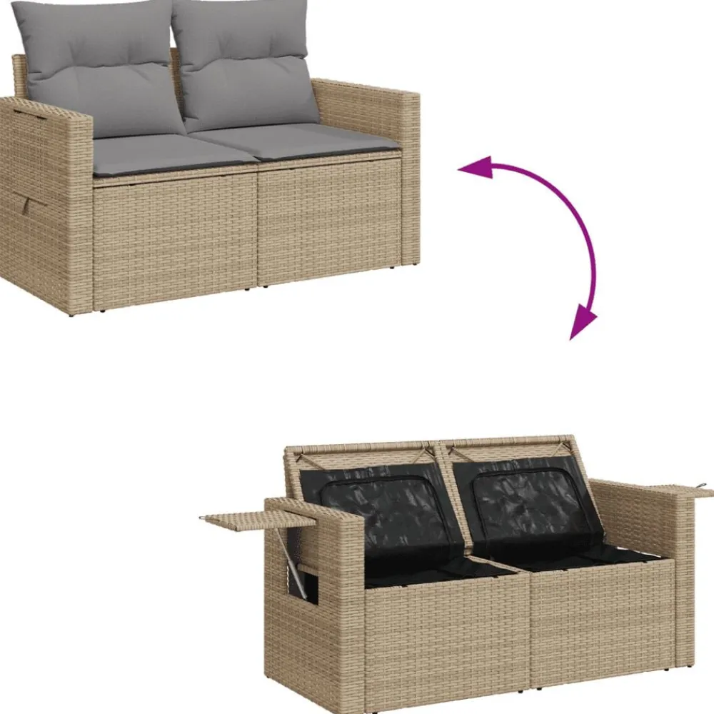 vidaXL Juego de sofás jardín con cojines 5 pzas ratán sintético beige beige y gris Outlet