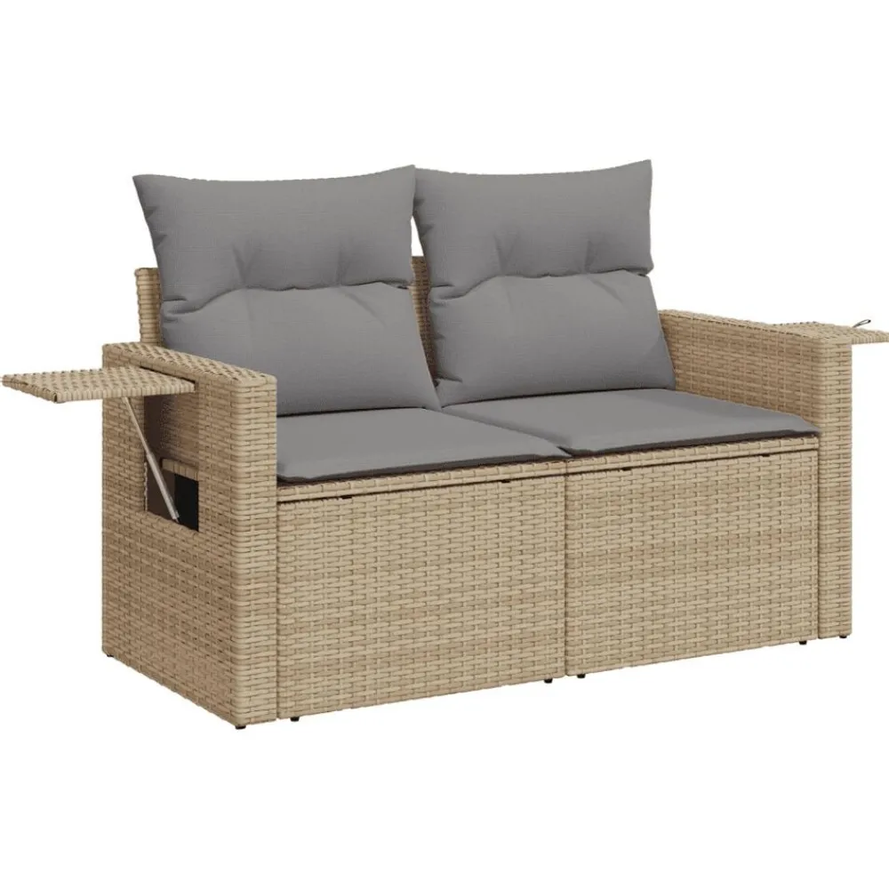 vidaXL Juego de sofás jardín con cojines 5 pzas ratán sintético beige beige y gris Outlet