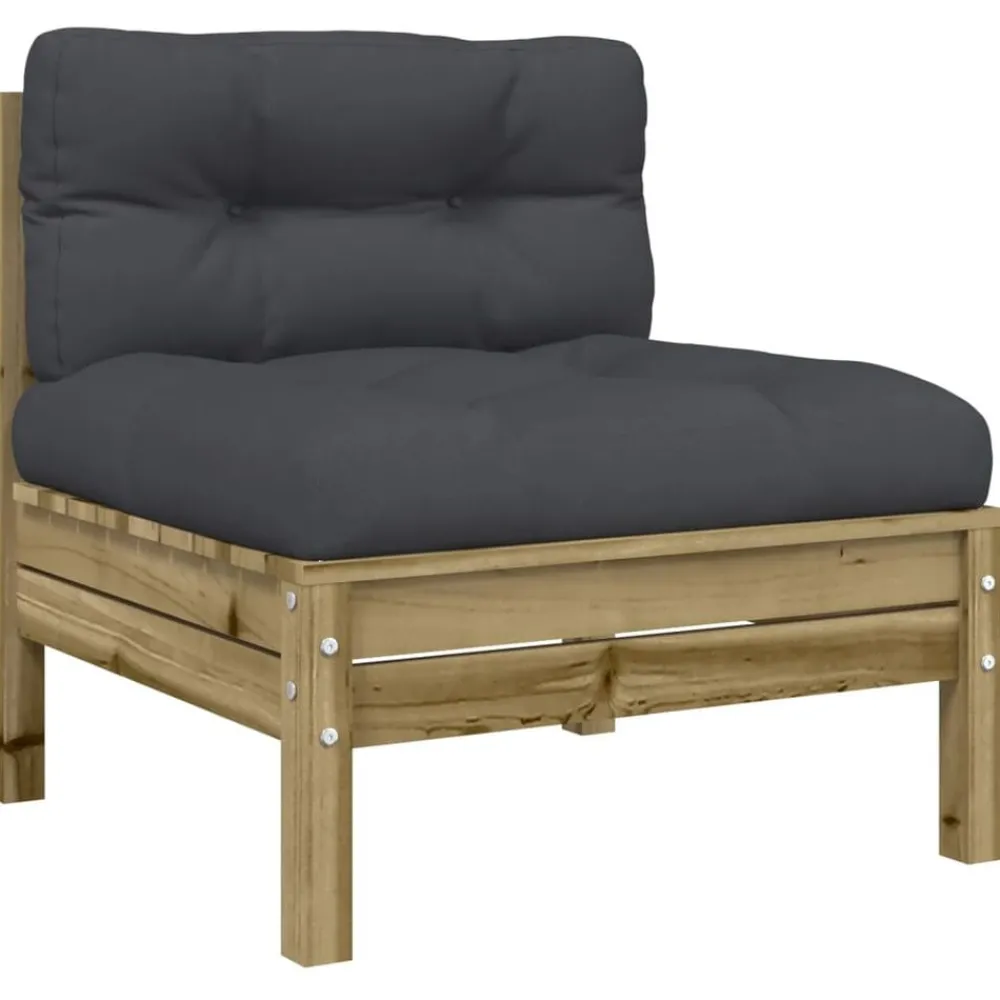 vidaXL Juego de sofás jardín 6 pzas con cojines madera pino impregnada Impregnado natural Best