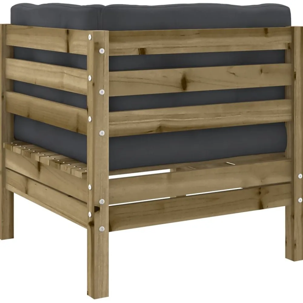 vidaXL Juego de sofás jardín 6 pzas con cojines madera pino impregnada Impregnado natural Best