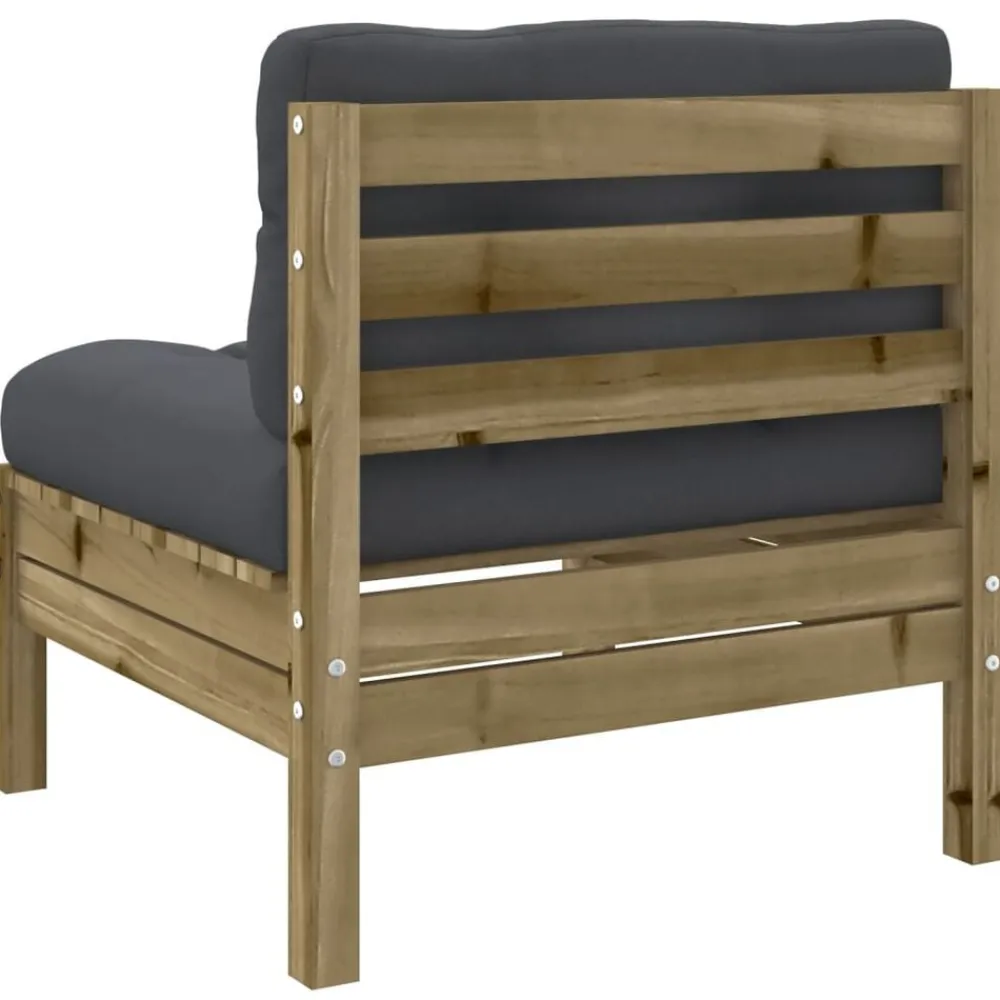 vidaXL Juego de sofás jardín 6 pzas con cojines madera pino impregnada Impregnado natural Best