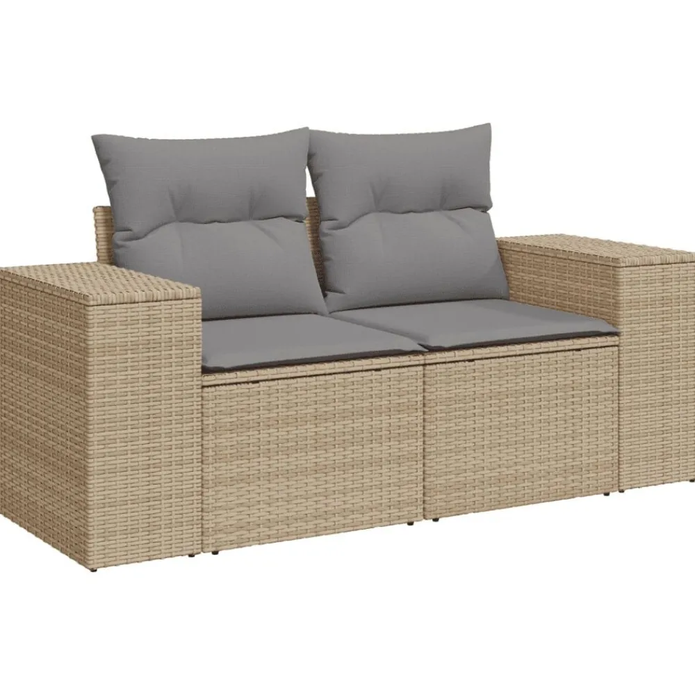 vidaXL Juego de sofás jardín con cojines beige 10 pzas ratán sintético beige y gris claro Online