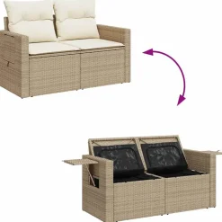 vidaXL Juego de sofás jardín con cojines 5 pzas ratán sintético beige beige y crema Best