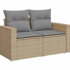 vidaXL Juego de sofás jardín con cojines beige 10 pzas ratán sintético beige y gris claro Hot