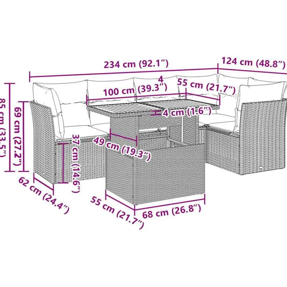 vidaXL Muebles De Jardín-Juego de sofás jardín con cojines 6 pzas ratán sintético beige