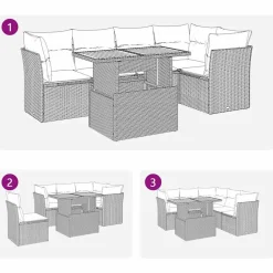 vidaXL Muebles De Jardín-Juego de sofás jardín con cojines 6 pzas ratán sintético beige