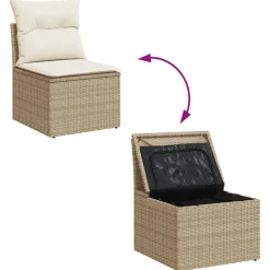 vidaXL Muebles De Jardín-Juego de sofás jardín con cojines 5 pzas ratán sintético beige