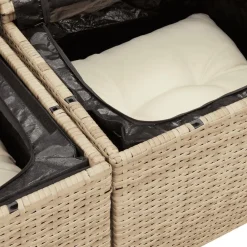 vidaXL Muebles De Jardín-Juego de sofás jardín con cojines 5 pzas ratán sintético beige