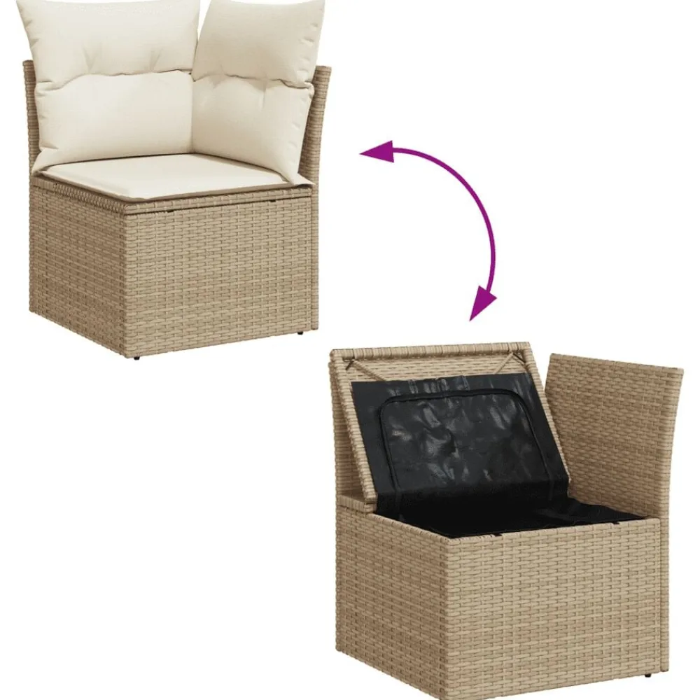 vidaXL Muebles De Jardín-Juego de sofás jardín con cojines 5 pzas ratán sintético beige