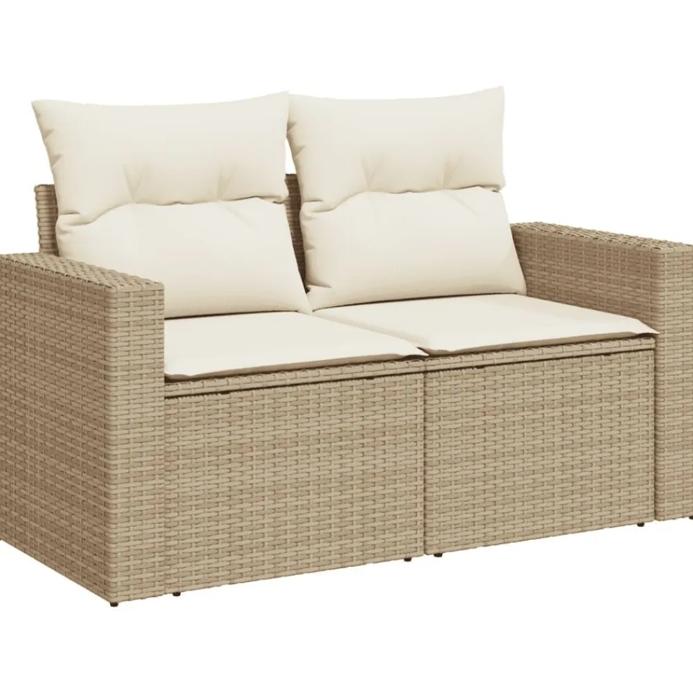 vidaXL Muebles De Jardín-Juego de sofás jardín con cojines 5 pzas ratán sintético beige
