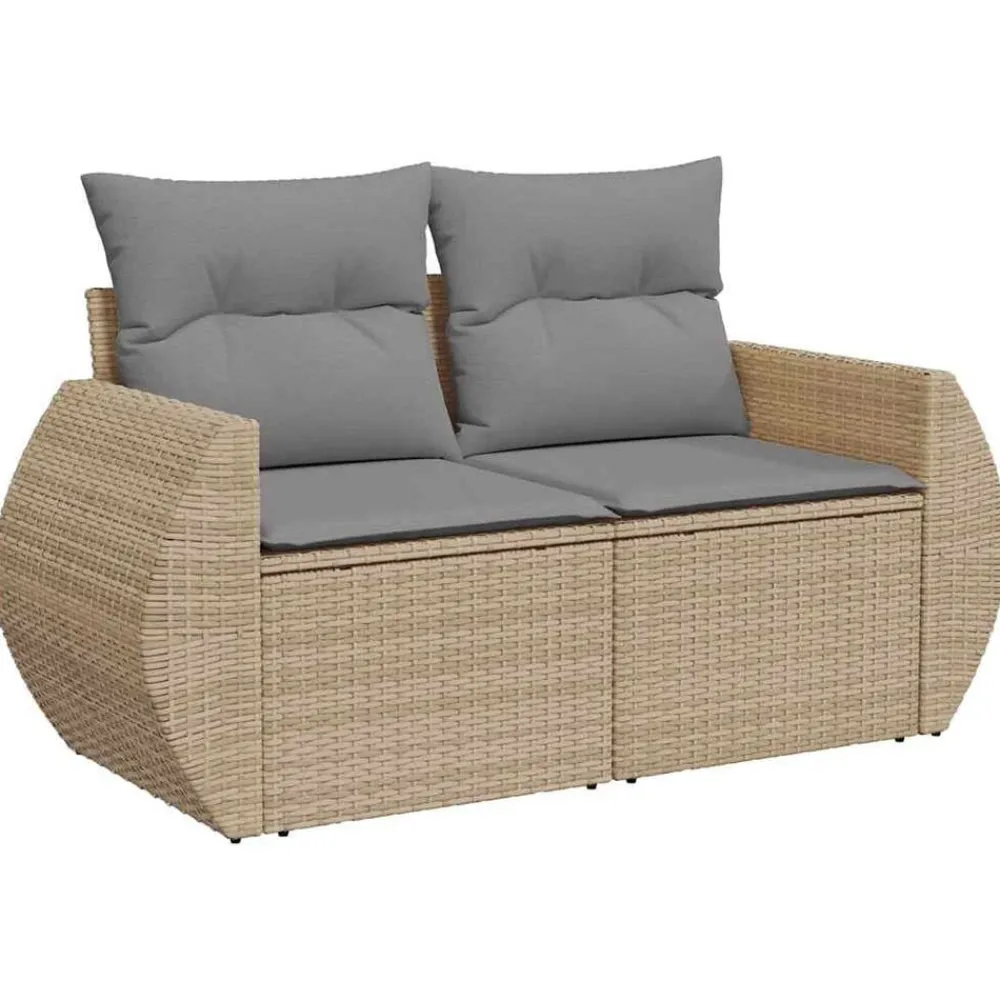 vidaXL Juego de sofás jardín con cojines 6 pzas ratán sintético beige beige y gris Hot