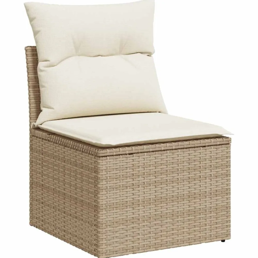 vidaXL Juego de sofás jardín con cojines 5 pzas ratán sintético beige beige y crema Clearance