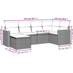 vidaXL Muebles De Jardín-Juego de sofás jardín con cojines 6 pzas ratán sintético beige