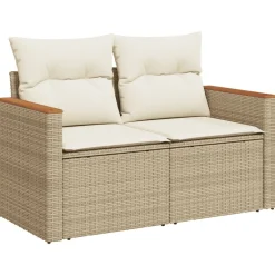 vidaXL Juego de sofás jardín con cojines 5 pzas ratán sintético beige beige y crema Discount