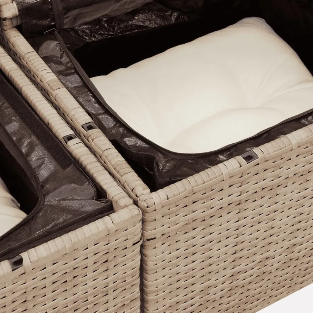 vidaXL Juego de sofás jardín con cojines 5 pzas ratán sintético beige beige y crema Discount