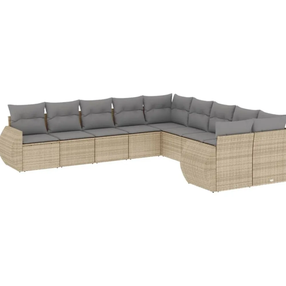 vidaXL Juego de sofás jardín con cojines beige 10 pzas ratán sintético beige y gris claro Best