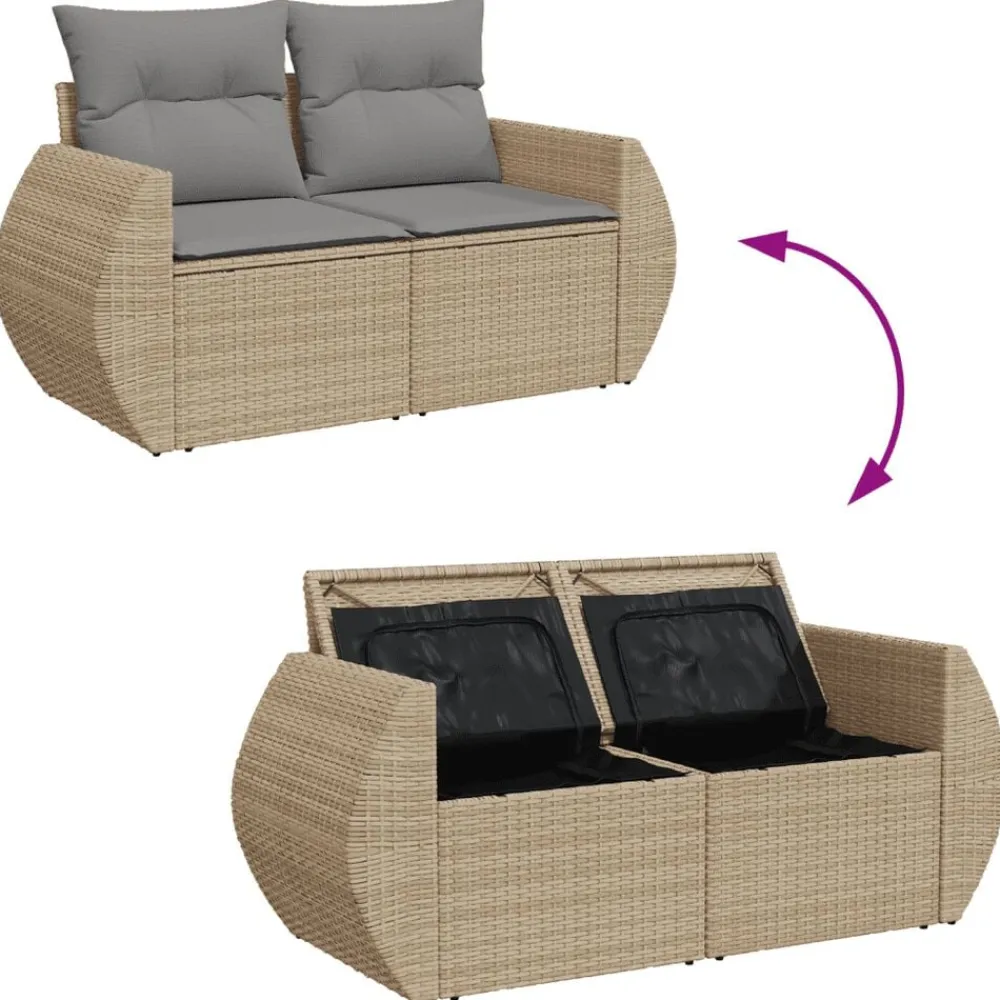 vidaXL Juego de sofás jardín con cojines beige 10 pzas ratán sintético beige y gris claro Best