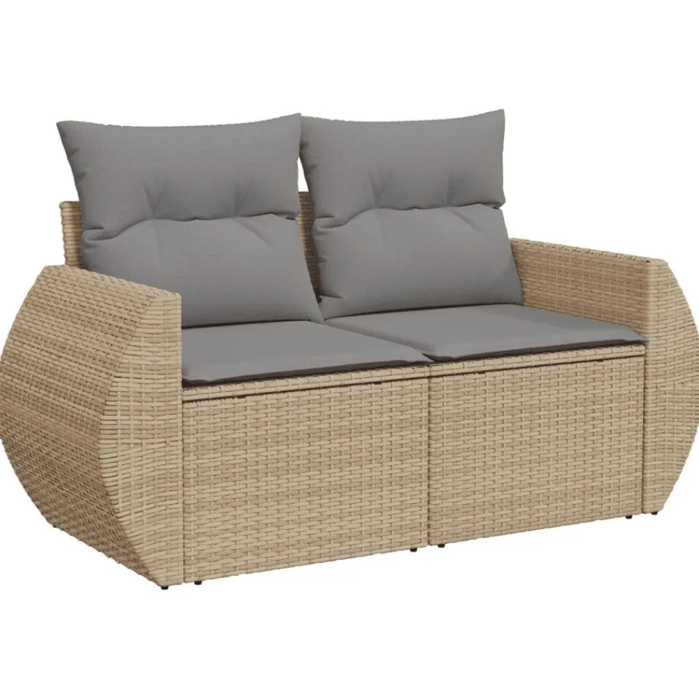 vidaXL Juego de sofás jardín con cojines beige 10 pzas ratán sintético beige y gris claro Best