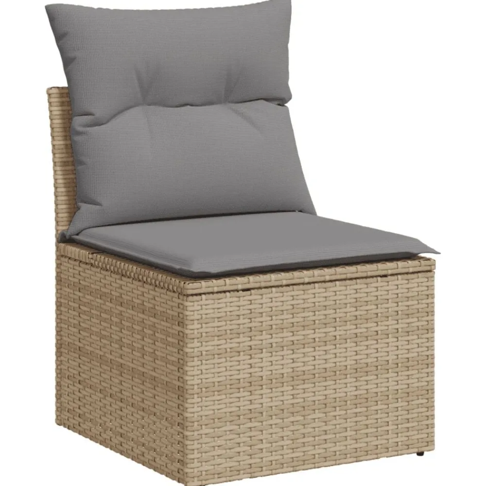 vidaXL Juego de sofás jardín con cojines beige 10 pzas ratán sintético beige y gris claro Best