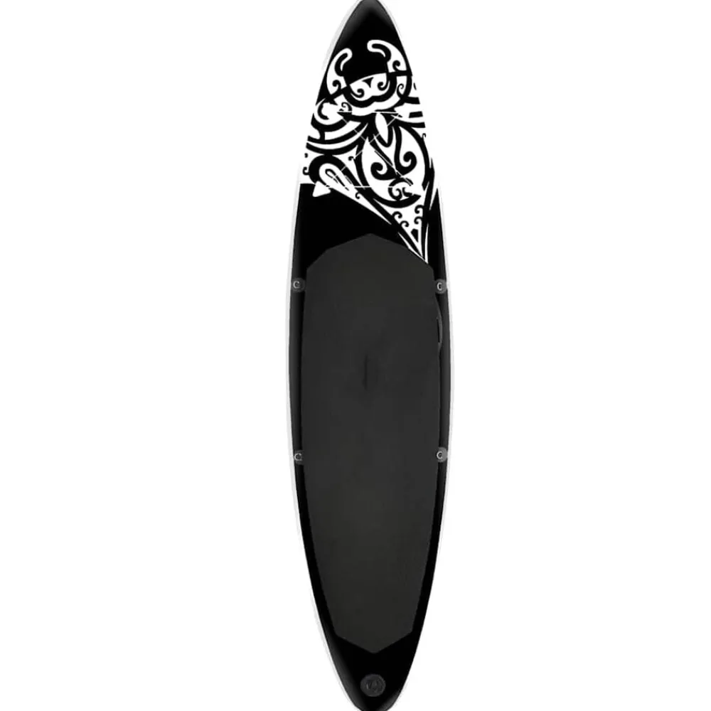 vidaXL Actividades Al Aire Libre-Juego de tabla de paddle surf inflable negra 305x76x15 cm