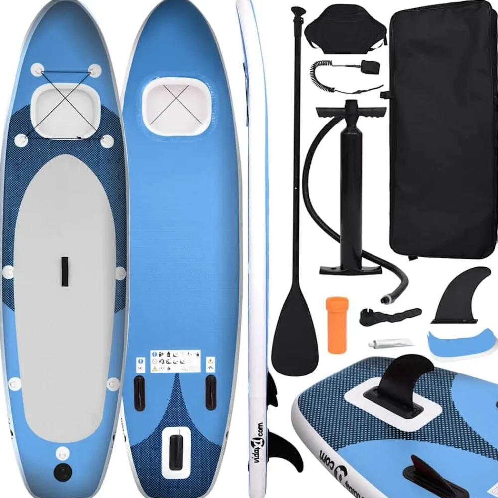 vidaXL Actividades Al Aire Libre-Juego de tabla paddle surf inflable azul 300x76x10 cm