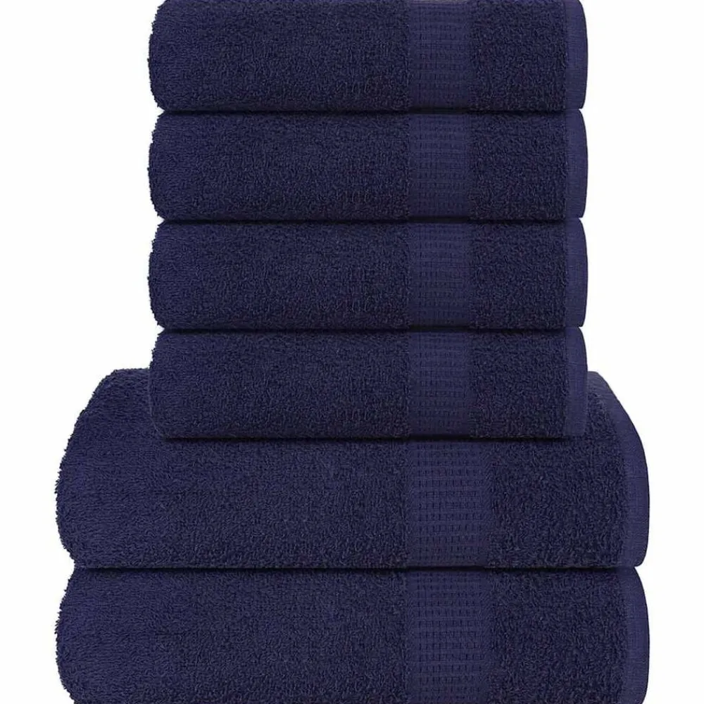 vidaXL Juego de toallas FROGN 6 piezas 360 g/m² Azul marino Online
