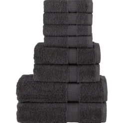 vidaXL Juego de toallas premium SOLUND 8 unidades 600 gsm Antracita Clearance