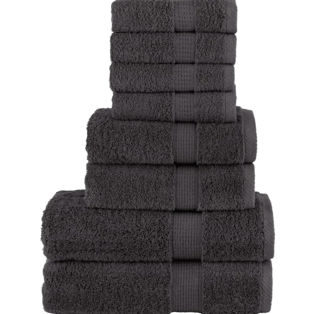 vidaXL Juego de toallas premium SOLUND 8 unidades 600 gsm Antracita Clearance