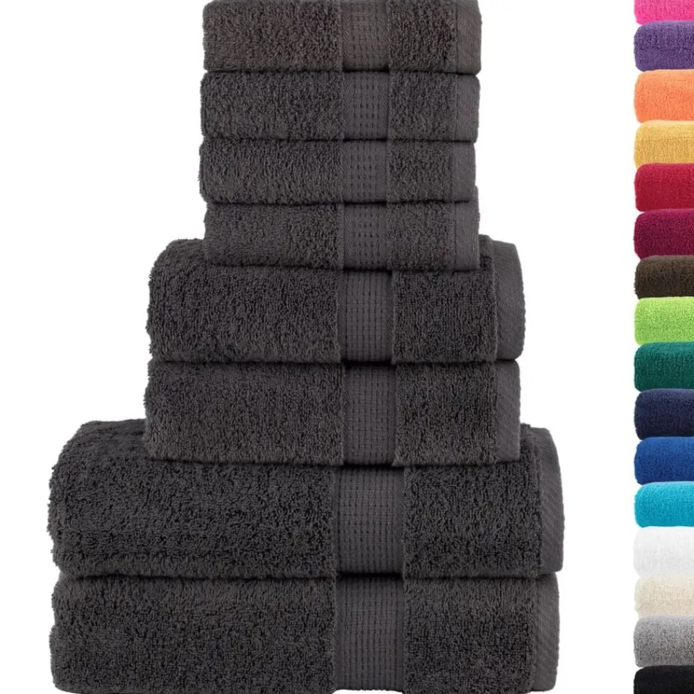 vidaXL Juego de toallas premium SOLUND 8 unidades 600 gsm Antracita Clearance