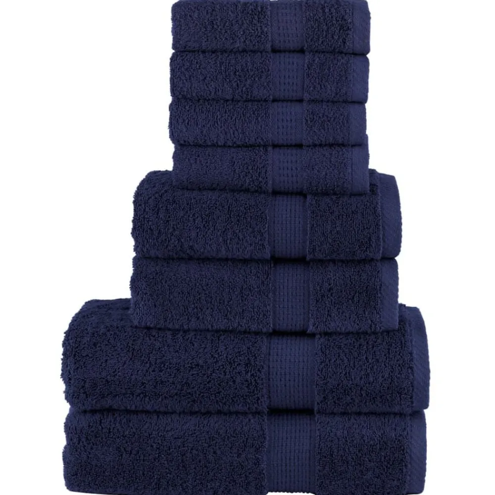 vidaXL Juego de toallas premium SOLUND 8 unidades 600 gsm Azul marino Best