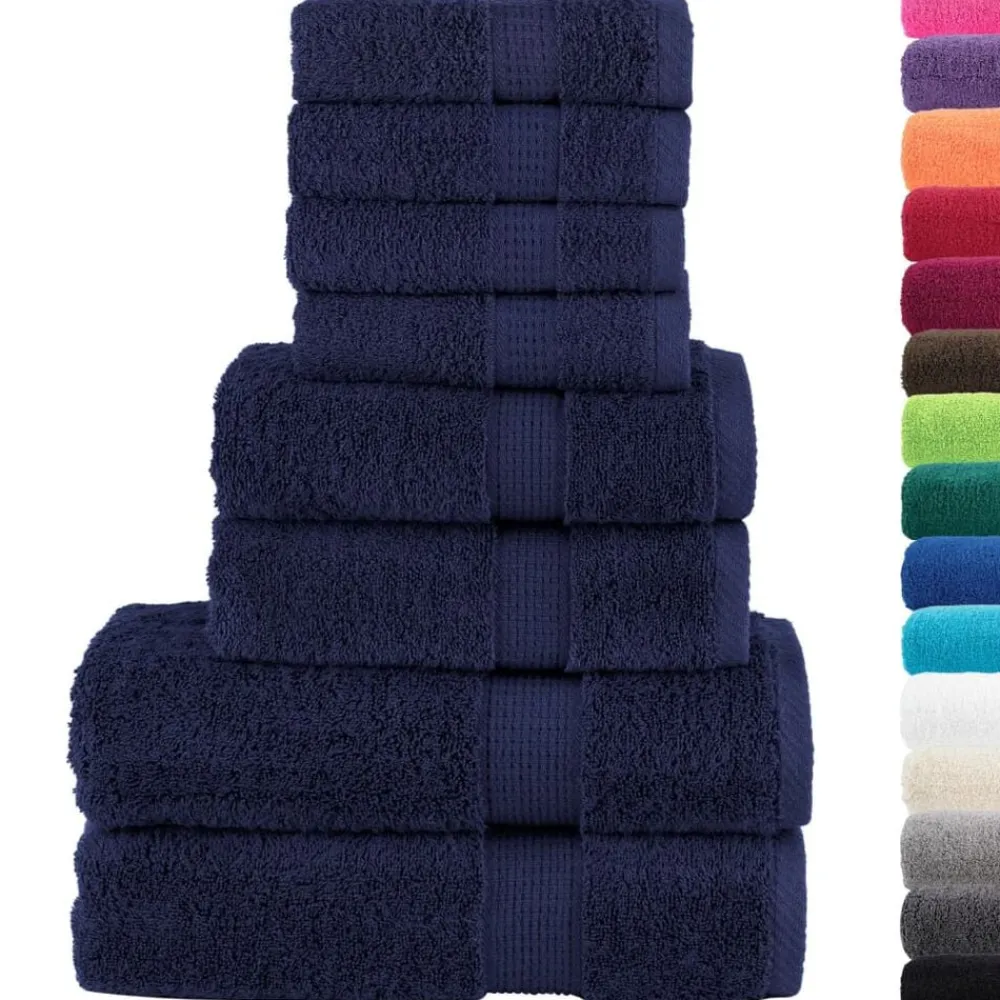 vidaXL Juego de toallas premium SOLUND 8 unidades 600 gsm Azul marino Best