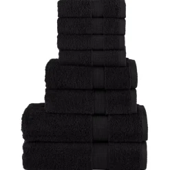 vidaXL Juego de toallas premium SOLUND 8 unidades 600 gsm Negro Online