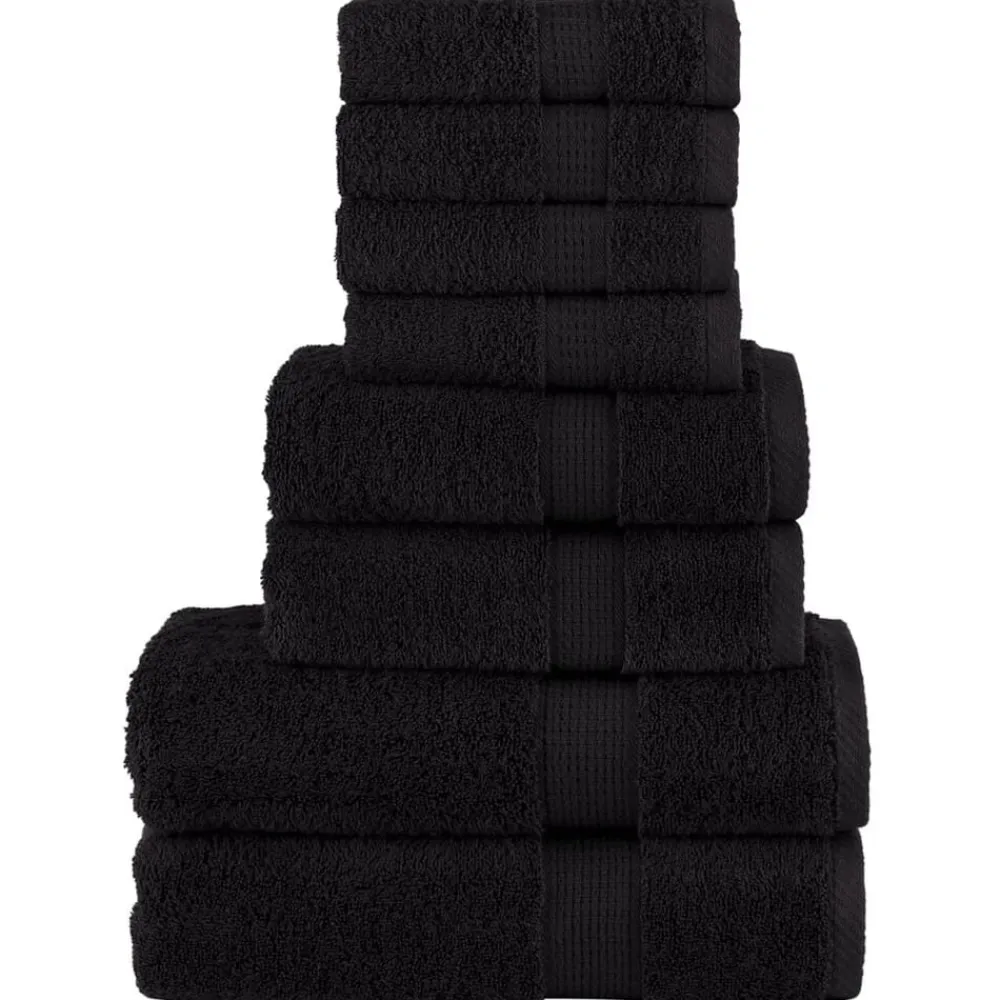vidaXL Juego de toallas premium SOLUND 8 unidades 600 gsm Negro Online
