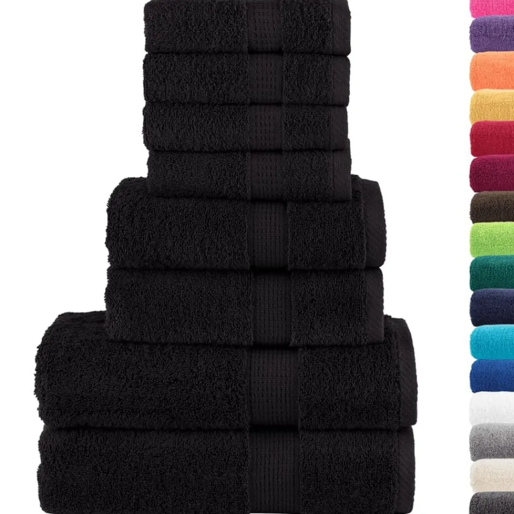 vidaXL Juego de toallas premium SOLUND 8 unidades 600 gsm Negro Online