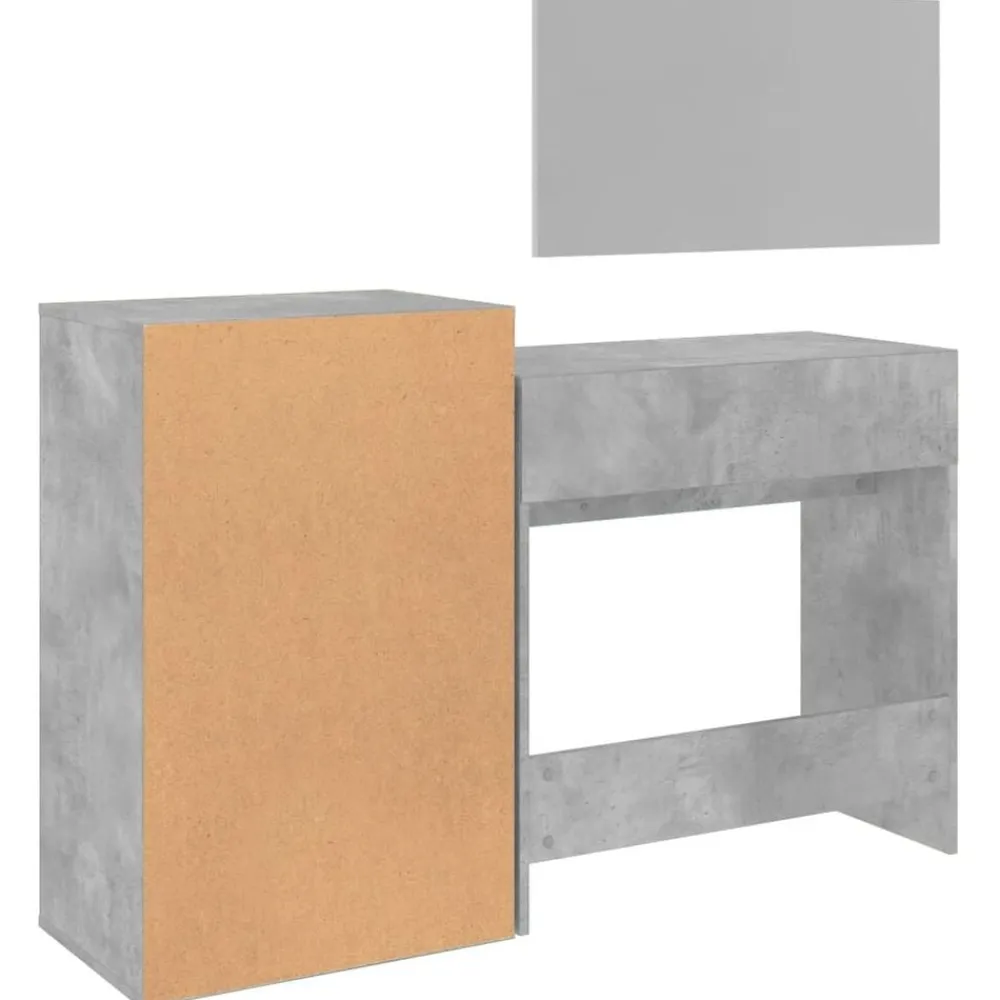 vidaXL Conjuntos De Muebles-Juego de tocador de 3 piezas madera de ingeniería gris hormigón