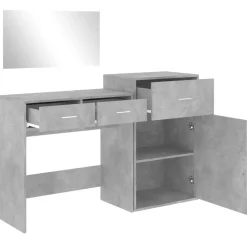 vidaXL Conjuntos De Muebles-Juego de tocador de 3 piezas madera de ingeniería gris hormigón